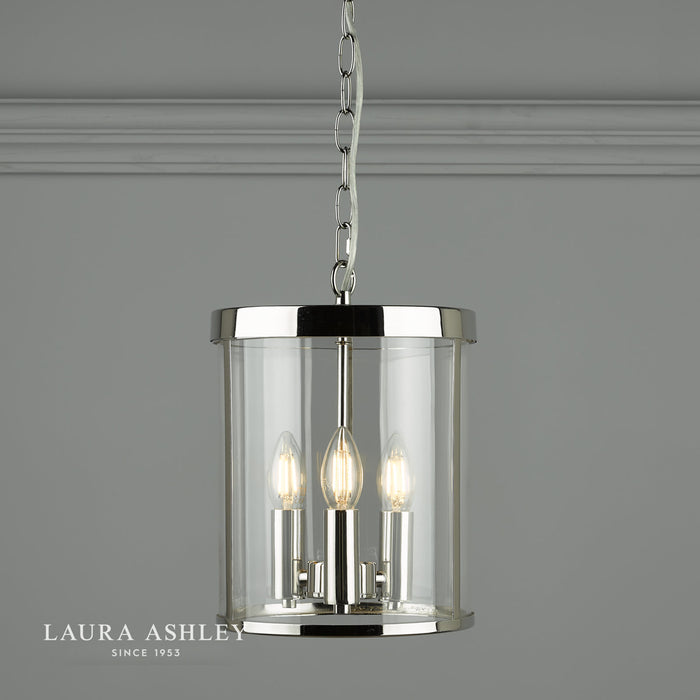 Laura Ashley Selbourne 3lt Lantern Polished Nickel Glass