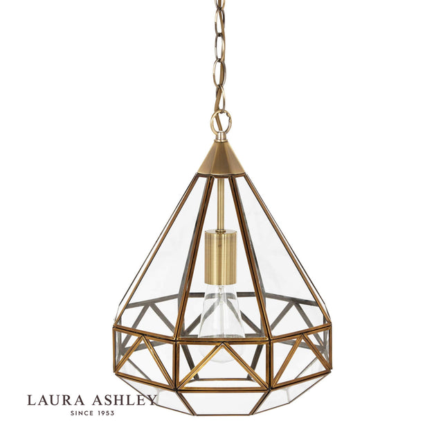Laura Ashley Zaria Pendant Antique Brass Glass