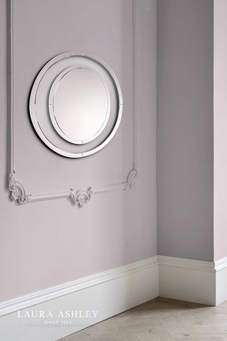 Laura Ashley Evie Large Round Mirror Clear Frame 100cm