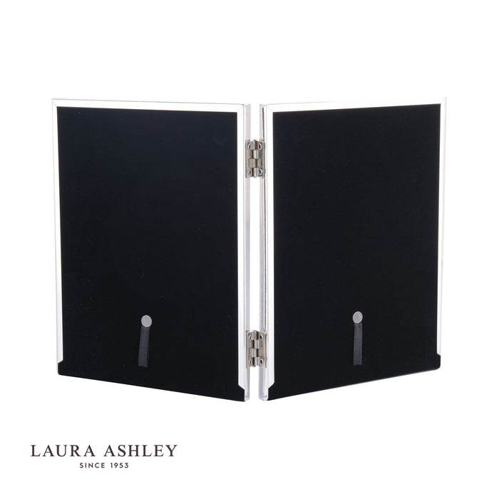 Laura Ashley Harrison Double Photo Frame Pale Charcoal Linen 4x6"