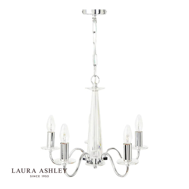 Laura Ashley Blake 5lt Chandelier Cut Glass & Polished Chrome
