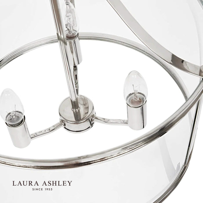 Laura Ashley Harrington 3lt Pendant Polished Nickel Glass