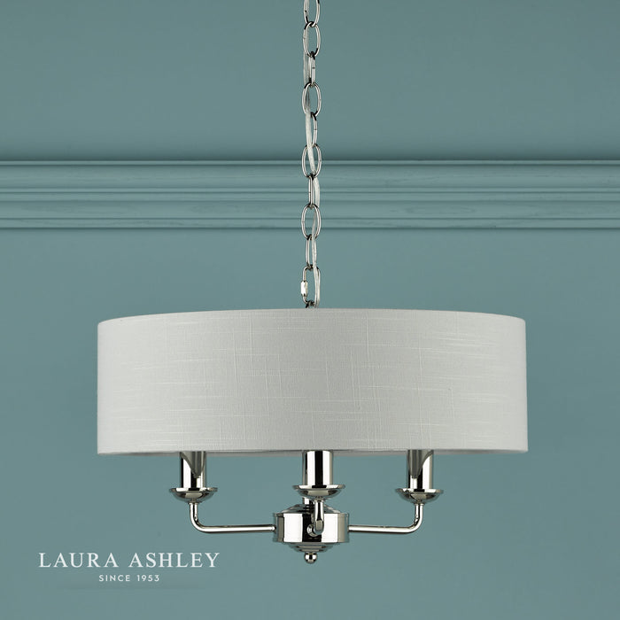 Laura Ashley Sorrento 3lt Pendant Polished Nickel With Silver Shade
