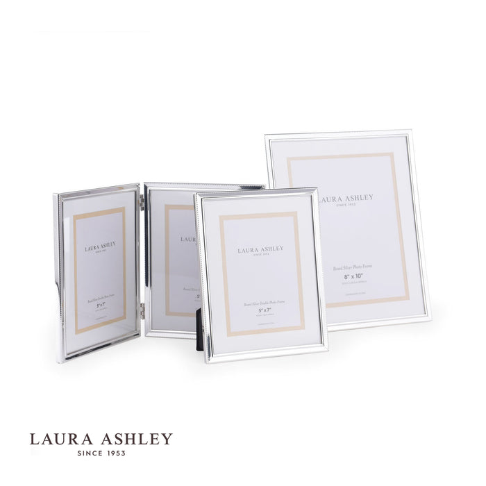 Laura Ashley Boxed 2 Aperture Photo Frame Polished Silver 5x7"