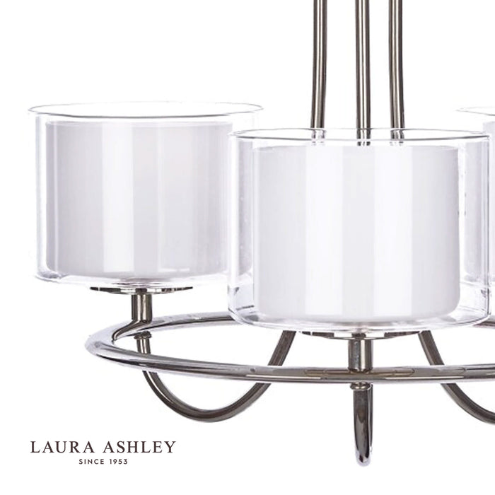 Laura Ashley Southwell 3lt Chandelier Polished Nickel & Glass Shades