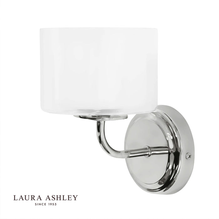 Laura Ashley Southwell Wall Light Polished Nickel & Glass Shade
