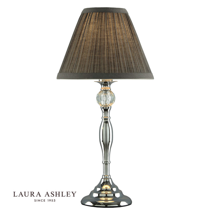 Laura Ashley Ellis Table Lamp Polished Chrome With Grey Shade