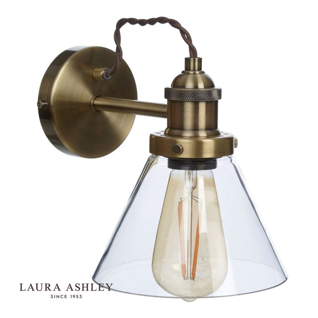 Laura Ashley Isaac Wall Light Antique Brass Glass