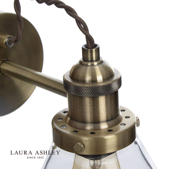 Laura Ashley Isaac Wall Light Antique Brass Glass