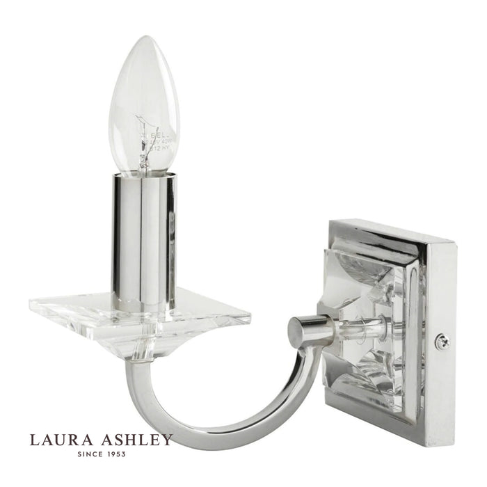 Laura Ashley Carson Wall Light Polished Nickel Glass