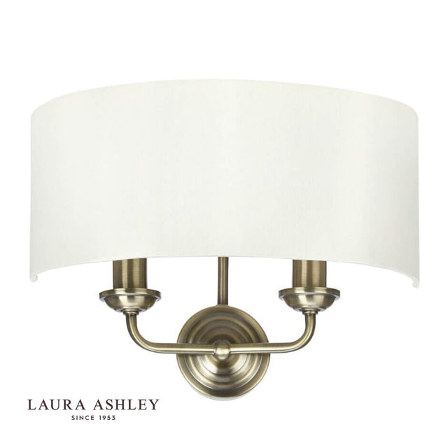 Laura Ashley Sorrento 2lt Wall Light Antique Brass With Ivory Shade