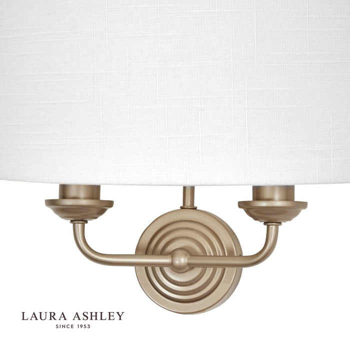 Laura Ashley Sorrento 2lt Wall Light Antique Brass With Ivory Shade