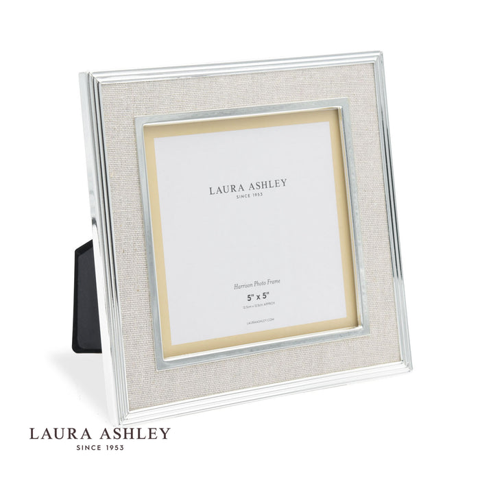 Laura Ashley Harrison Photo Frame Polished Silver Linen 5x5"