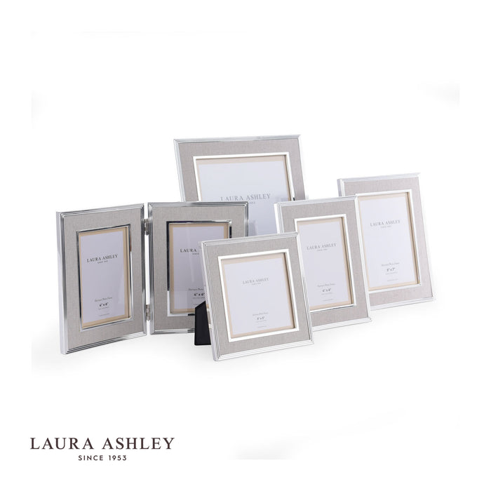 Laura Ashley Harrison Photo Frame Polished Silver Linen 5x5"