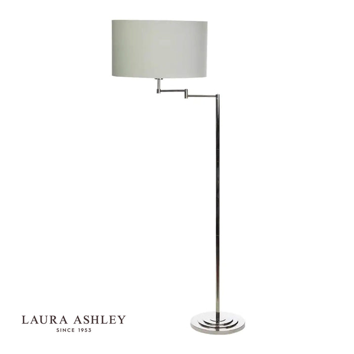 Laura Ashley Marlowe Swing Arm Floor Lamp Polished Nickel With Shade