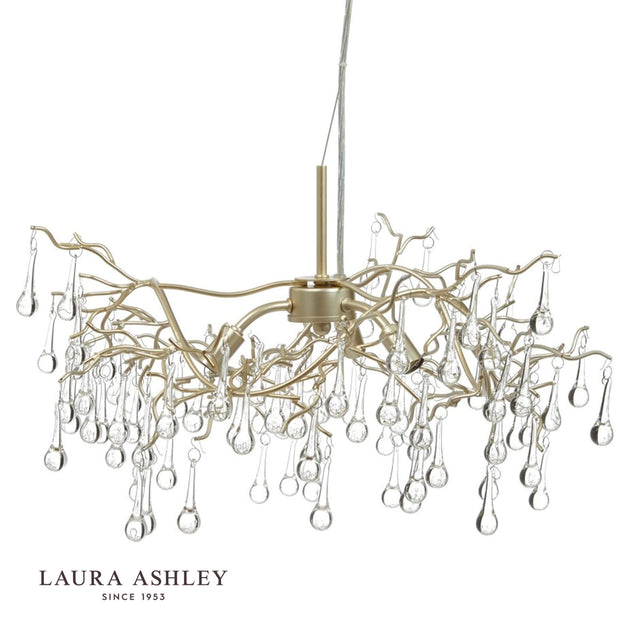 Laura Ashley Willow 3lt Pendant Champagne & Clear Crystal