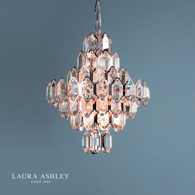 Laura Ashley Windsor 8lt Pendant Rose Gold Crystal