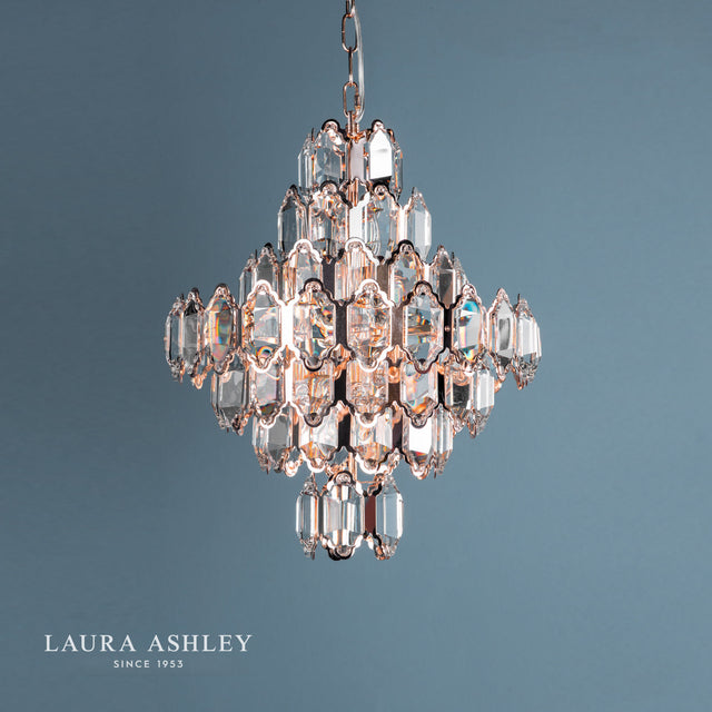 Laura Ashley Windsor 8lt Pendant Rose Gold Crystal