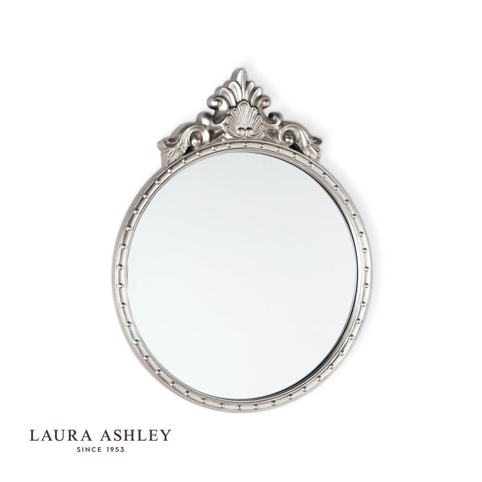 Laura Ashley Overton Ornate Round Mirror Champagne Frame Gold 73 x 58cm