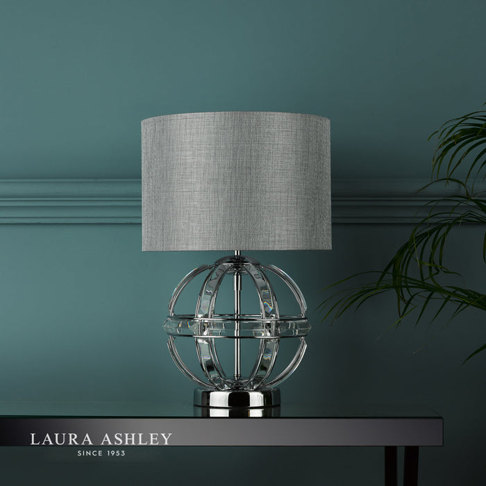 Laura Ashley Aidan Glass & Polished Chrome Globe Table Lamp with Shade