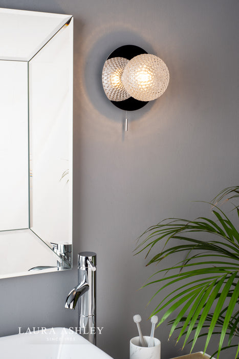 Laura Ashley Prague Bathroom Wall Light Glass Polished Chrome IP44