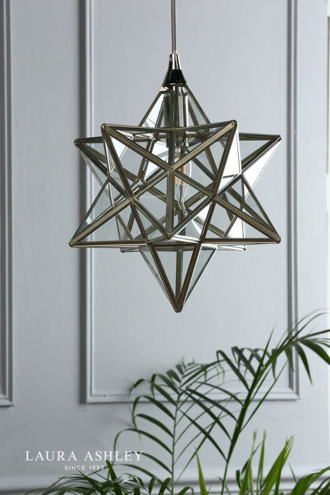 Laura Ashley Small Star Pendant Polished Silver Glass