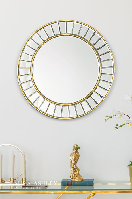 Laura Ashley Small Clemence Round Mirror Gold Leaf 50cm