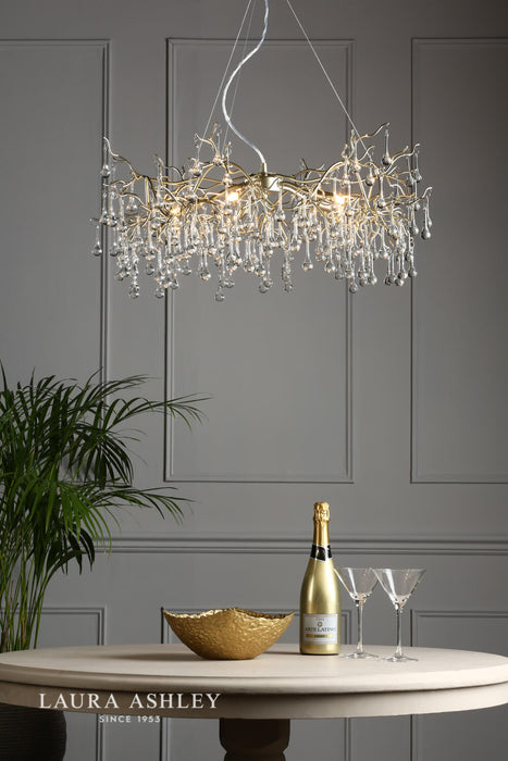 Laura Ashley Willow 5lt Pendant Satin Champagne Crystal