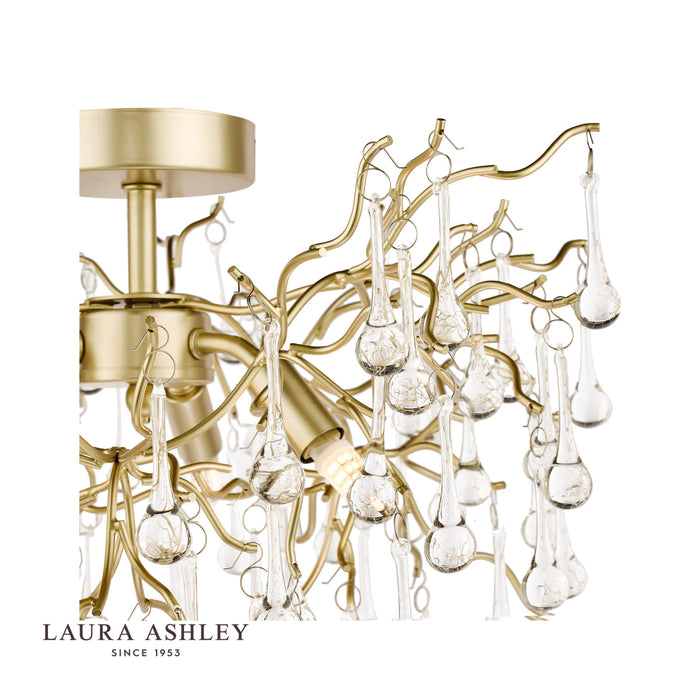 Laura Ashley Willow 3lt Semi Flush Satin Champagne Crystal