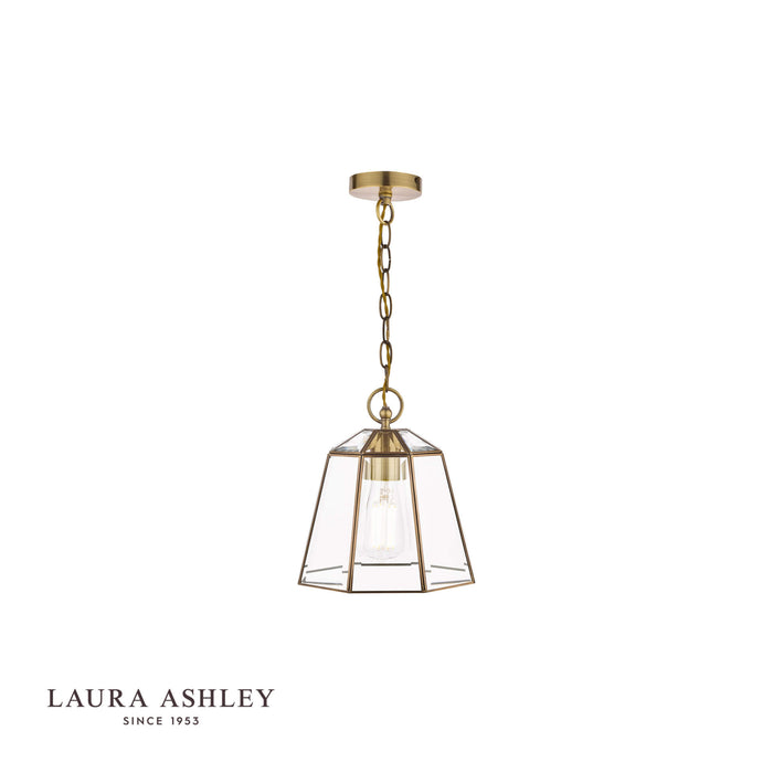 Laura Ashley Clayton Pendant Antique Brass Glass