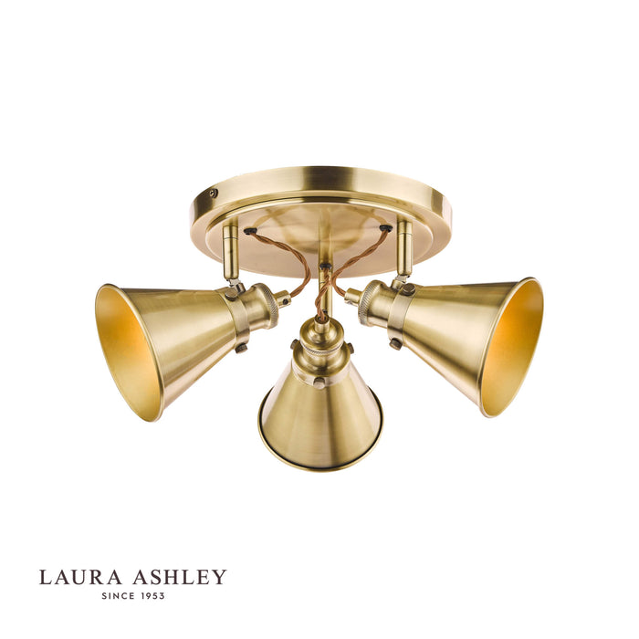 Laura Ashley Rufus 3lt Plate Spotlight Antique Brass