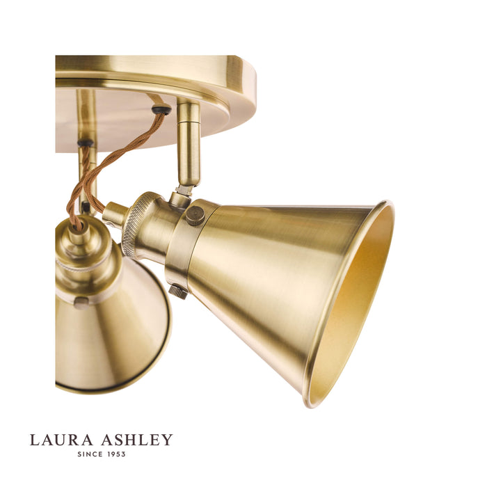 Laura Ashley Rufus 3lt Plate Spotlight Antique Brass