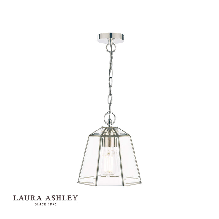 Laura Ashley Clayton Pendant Polished Silver Glass