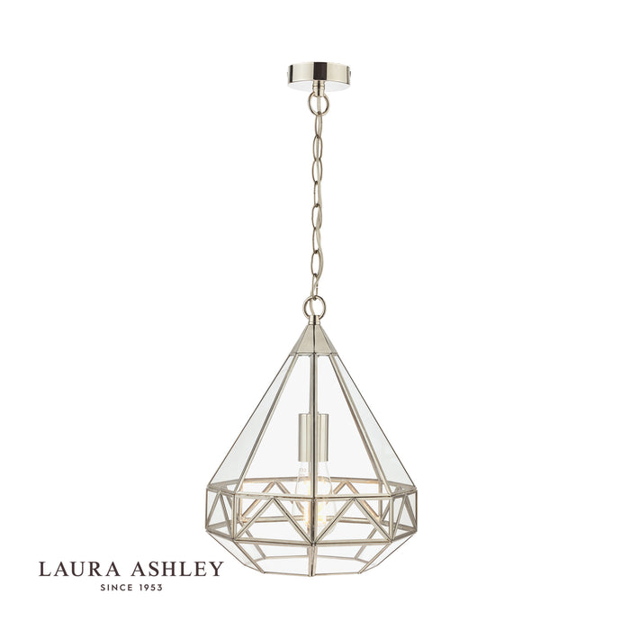 Laura Ashley Zaria Pendant Polished Silver Glass
