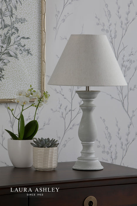 Laura Ashley Chedworth Table Lamp Concrete & Polished Nickel With Shade
