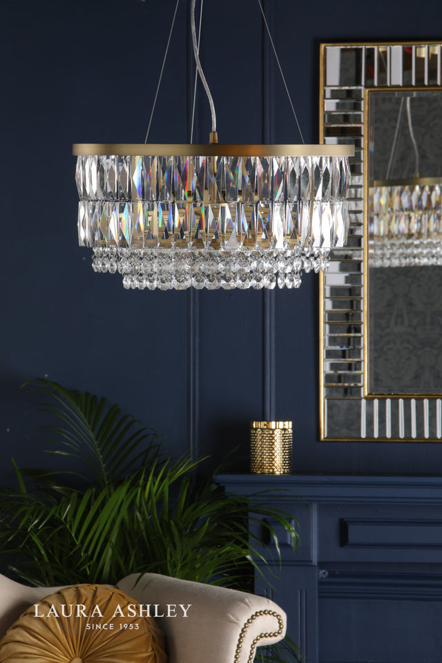 Rhosill 4 Light Pendant Glass & Antique Brass