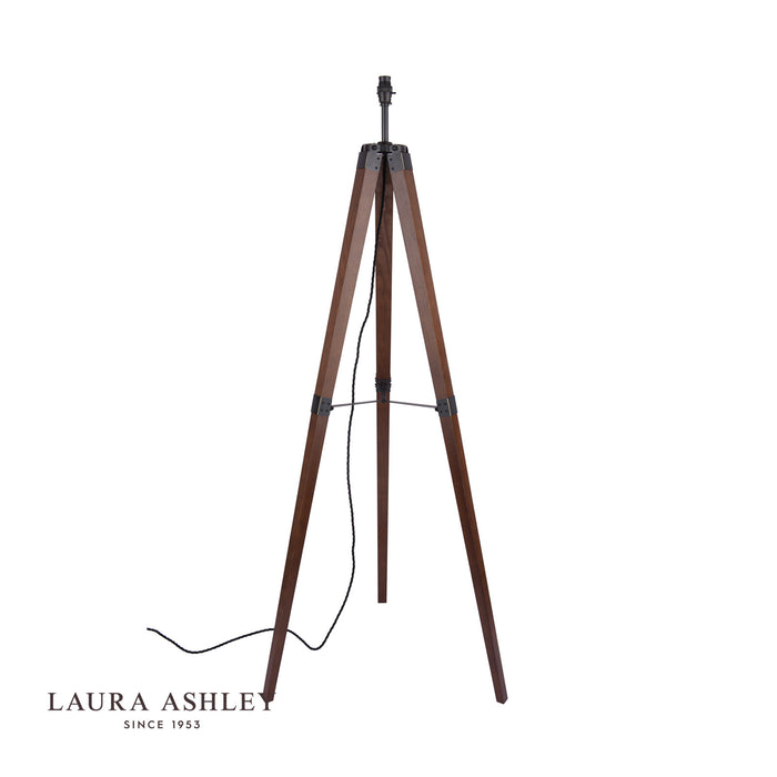 Burdale Tripod Floor Lamp Dark Wood & Industrial Brass Base Only