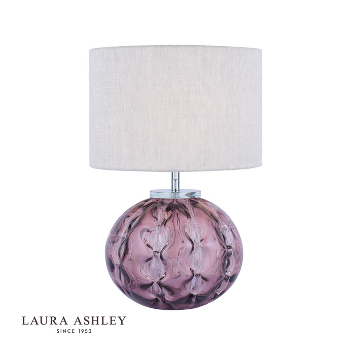 Elderdale Table Lamp Pink Glass & Polished Chrome With Shade