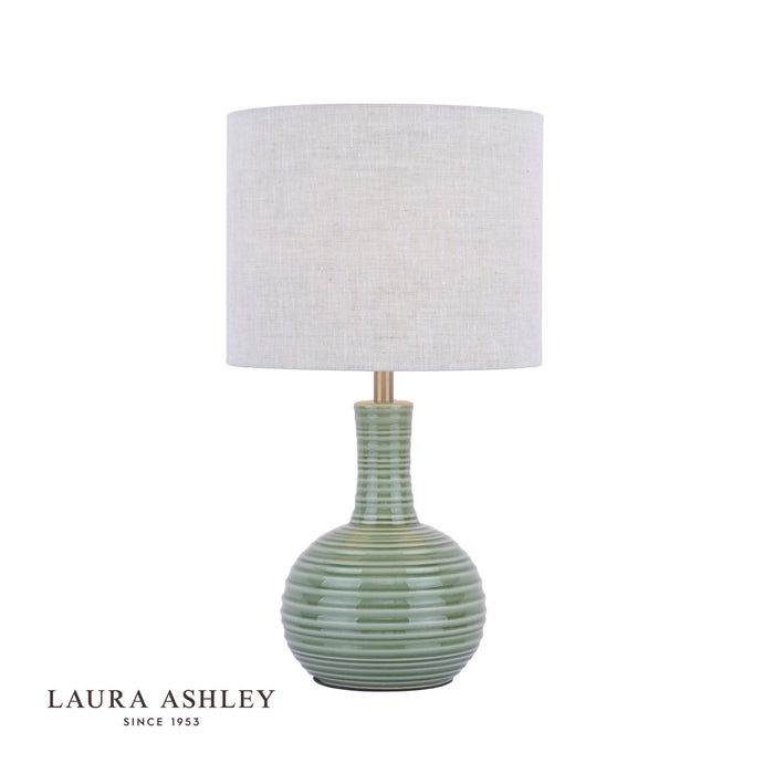 Padley Table Lamp Green Ceramic & Antique Brass With Shade