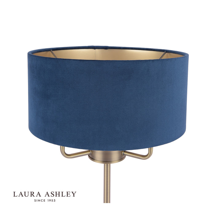 Sorrento 3 Light Table Lamp Antique Brass & Blue Shade