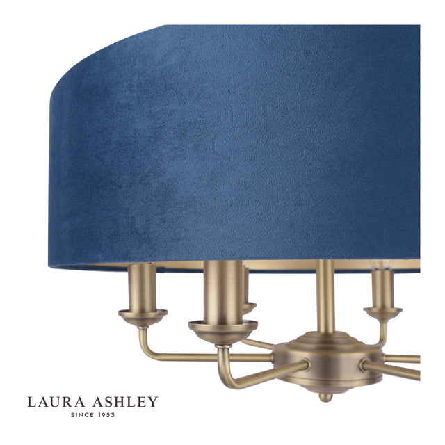 Sorrento 6 Light Pendant Antique Brass & Blue Shade