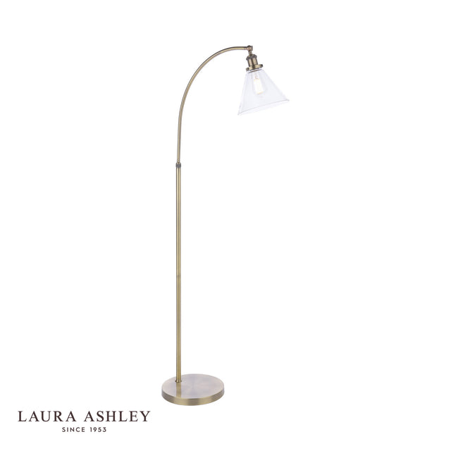 Laura Ashley Isaac Floor Lamp Antique Brass and Glass