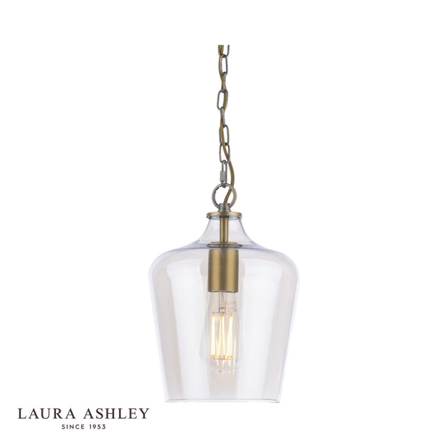 Laura Ashley Ockley Single Pendant Antique Brass and Champagne Glass