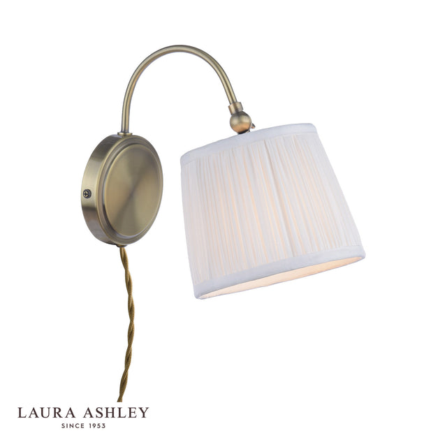 Laura Ashley Hemsley Wall Light Antique Brass and Ivory With Shade