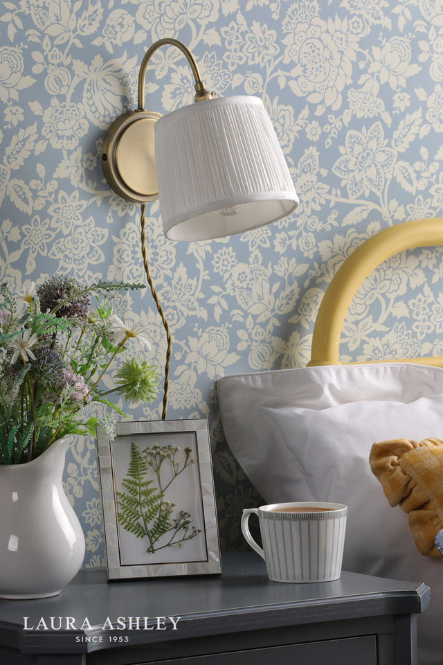 Laura Ashley Hemsley Wall Light Antique Brass and Ivory With Shade