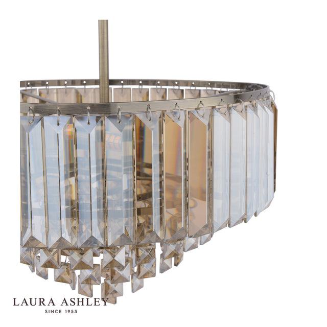 Laura Ashley Vienna 3 Light Semi-Flush Ceiling Light Champagne Crystal and Antique Brass