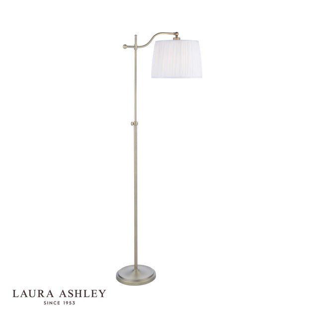 Laura Ashley Hemsley Floor Lamp Antique Brass and Ivory With Shade