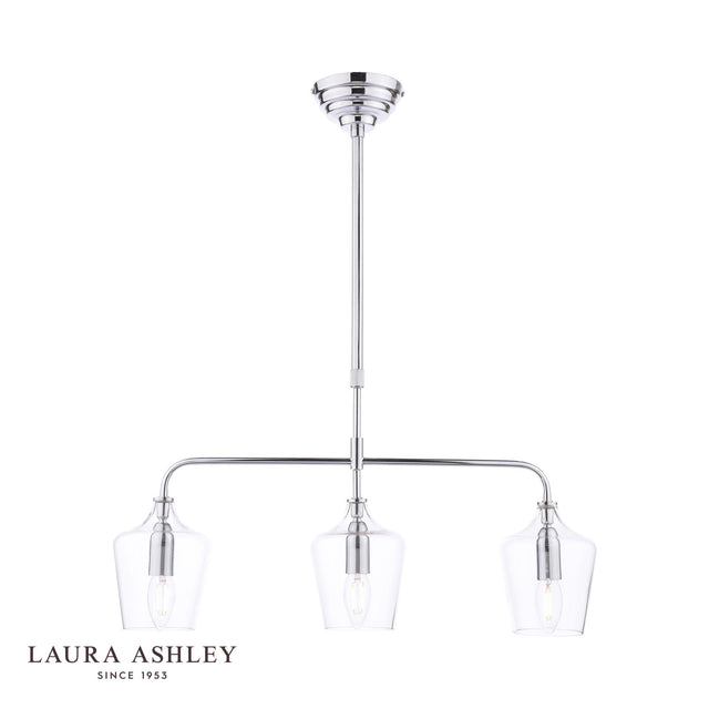 Laura Ashley Ockley 3 Light Bar Pendant Polished Chrome and Glass