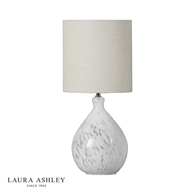 Laura Ashley Confetti Table Lamp White Art Glass and Silver With Shade