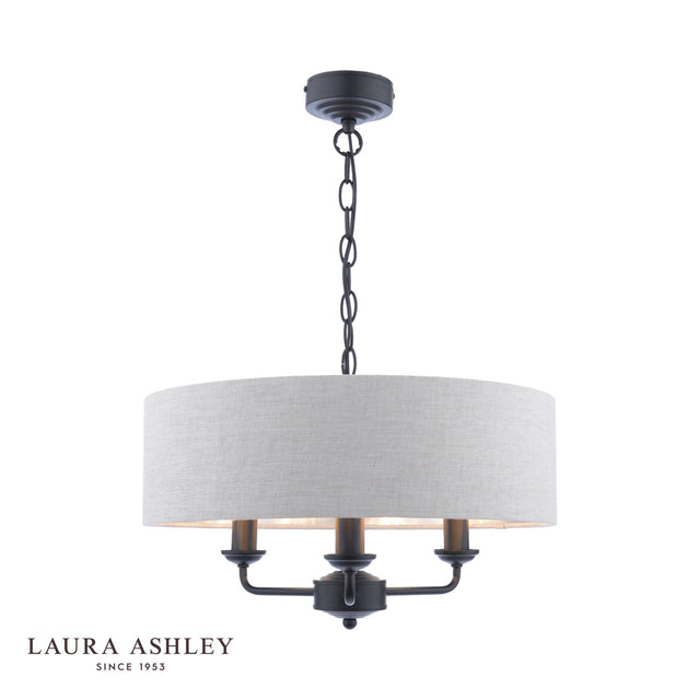 Laura Ashley Sorrento 3 Light Shadelier Matt Black and Natural With Shade
